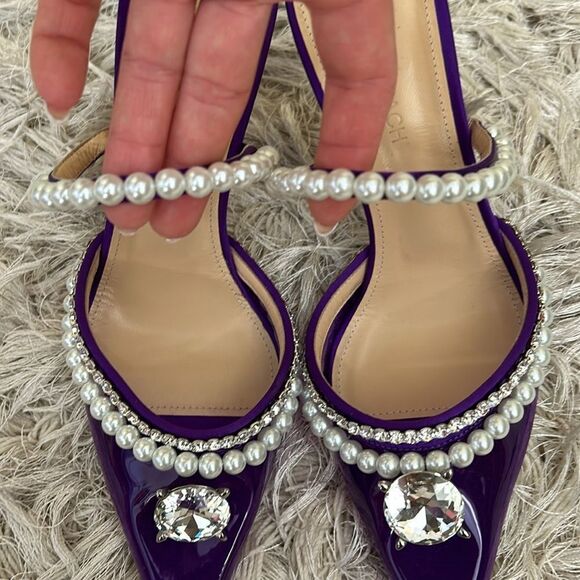 NWOB MACH & MACH Diamond Of Elizabeth Embellished PVC Heeled Mules size 37 - Picture 10 of 14
